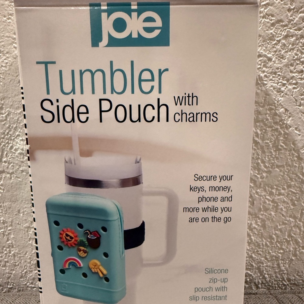 Joie Groovy Tumbler Side Pouch with Charms - Aqua NWT - Picture 2 of 3